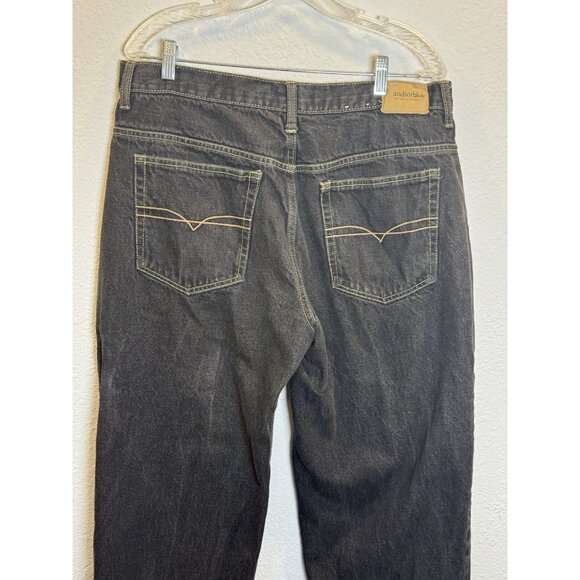 Anchor Black Pants Mens 36 X 30 Original Baggy Wide Jeans Y2K 90s Vintage Skater - Picture 5 of 12